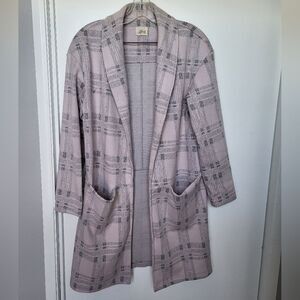 BLONDIE Apparel Pink Plaid Open-Front Cardigan